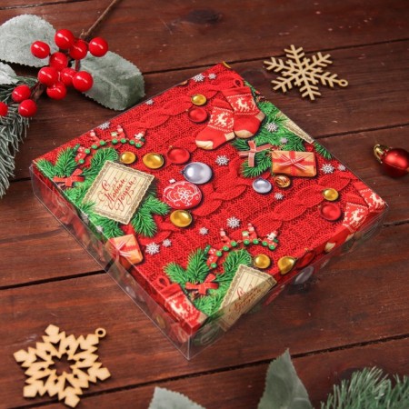 Cookie box, confectionery packaging, "Christmas gifts", 15 x 15 x 3 cm, new year-5