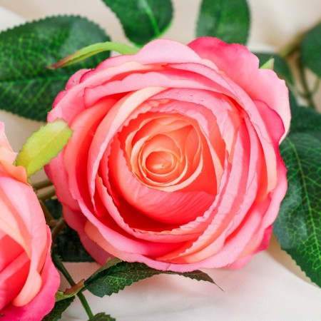 Flowers artificial "rose" three buds, 8x80 cm, peach-1