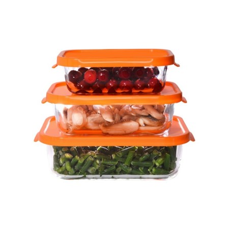 Set of glass containers, orange color, 3 pcs.-3