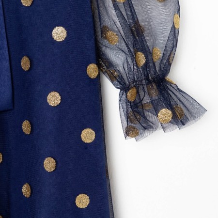 Платье детское нарядное KAFTAN горошек, рост 86-92, синий-7