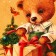 Package Gift New Year Laminated "Cute Bear", 23 x 17.8 x 9.8 cm.