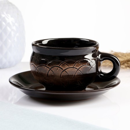 Tea Service "Ornament" old, kettle 1l/ sugar bowl 0.5l/ cream 0.3l/ cup 6x0.25l-8
