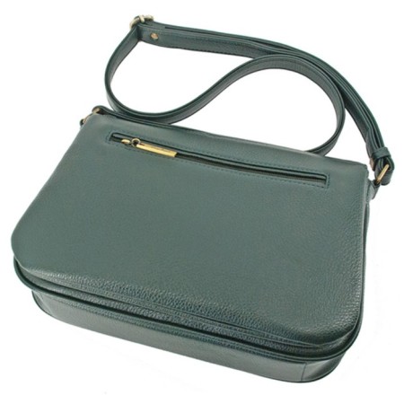 Women's bag B2663-04110, dark green color, artificial leather, 30x10x20 cm-1