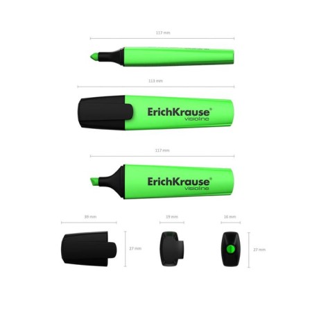 Mark texture 0.6-5.2 mm Erich Krause V-12 Green, Water-based fluorescent ink-2
