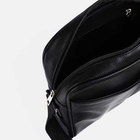 Male bag over the shoulder, Textura, artificial leather, black color-6