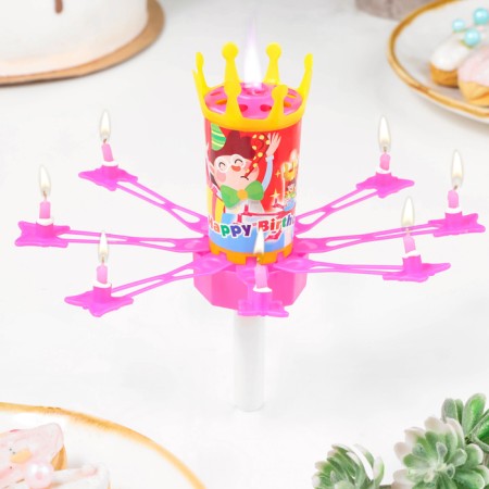 Candle for cake musical "Flower", pink, 15 × 5 cm-1