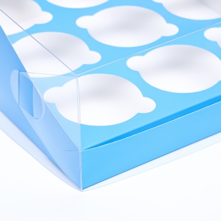 Confectionery folding box for 9 cupcakes 23.5 x 23.5 x 10, blue-2