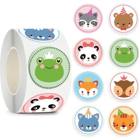 Stick Paper "Muzzle animals" d = 2.5 cm 500 pcs in a roll 3x6.5x6.5 cm