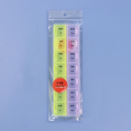 Airman - Organizer "Week", English letters, 21 × 6 × 2 cm, morning/evening, 14 sections, color mix-3