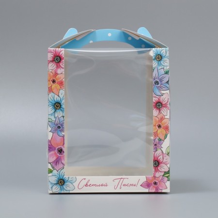 Box for a small cake, confectionery packaging, “Light Easter!”, 15 x 15 x 18 cm-1