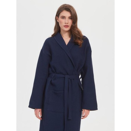 Unisex bathrobe Pamira, size XXXL, blue color-10