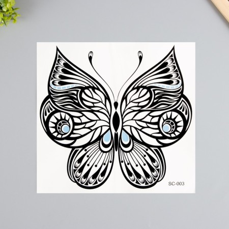 Tattoo on the body black "butterfly" 38x24 cm