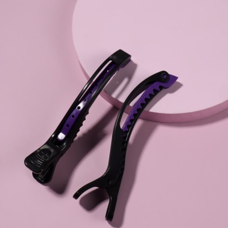Set of hair clamps, 12 cm, 2 pcs, color mix/black-1