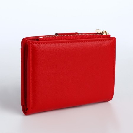 Women's wallet on the button, red color-1