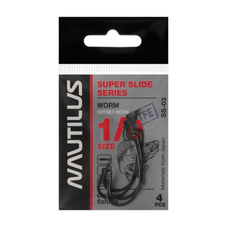 Offset hook Nautilus offse Super Slide Series Worm SS-03PTFE, No. 1/0, 4 pcs.