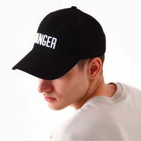 Men's cap with Danger ribbon, black color, rr 56-4