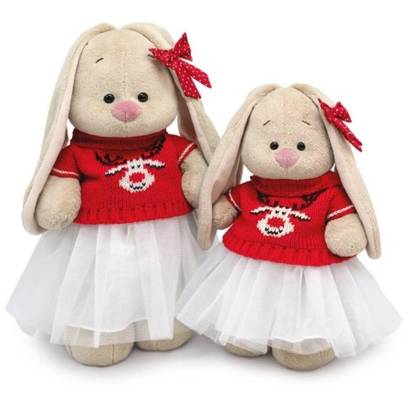 Soft toy "Bunny Mi", in a sweater with a deer, 25 cm-5