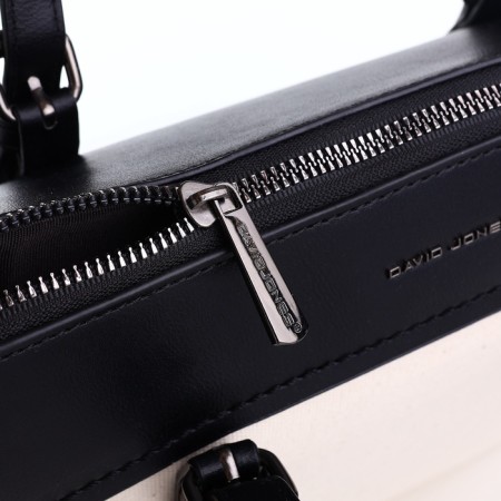 David Jones zipper bag, external pocket, beige/black-6