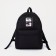 A backpack with a zipper, black color, "anime"