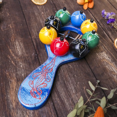 Musical instrument Marakas with balls and plates rainbow 25x13x5 cm mix-4