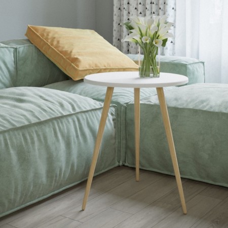 Brown table "Bex 550", 450 × 450 × 550 mm, white color