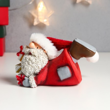 Polystone souvenir "Grandfather Moroz in a red outfit with a curly beard" MIX 10.5x6.5x5.2 cm-2