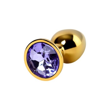 Anal plug with the Toyfa Metal rhinestone, golden, amethyst, 7 cm, d = 2.8 cm-2