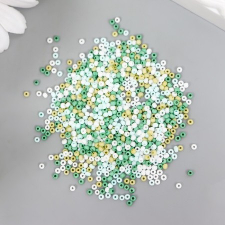 Glass beads 11/0 "matte. Melange Green" 10 g