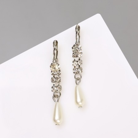 Earrings with pearls "spikelet" drop, color mix-1