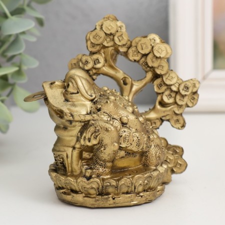 NECSK Polystone "Toad with a monetary tree" for bronze 10x9.5x7.2 cm-1