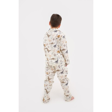 Pajama nursery (shirt, trousers) kaftan "dinosaurs", p. 110-116, white-2