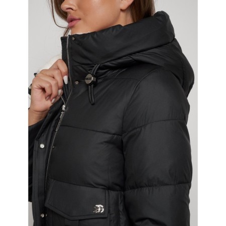 Coat insulated winter female, size 40, black color-16