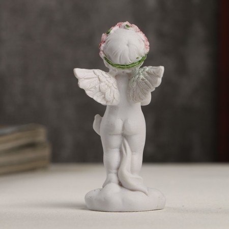 Polystone souvenir "Snowthrough angel in a pink wreath with a cross" 8x3.5x3.8 cm-2