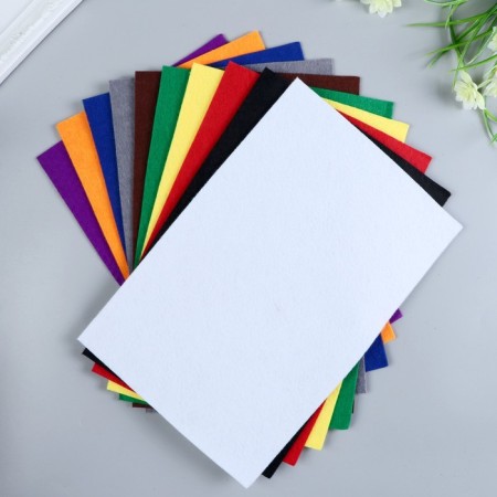 A set of felt (soft) 2 mm 20x30 cm 10 sheets. Assorted
