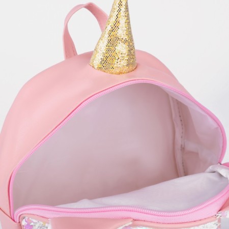 Baby backpack for a girl with sequins "Unicorn", a lightning department, pink color-4