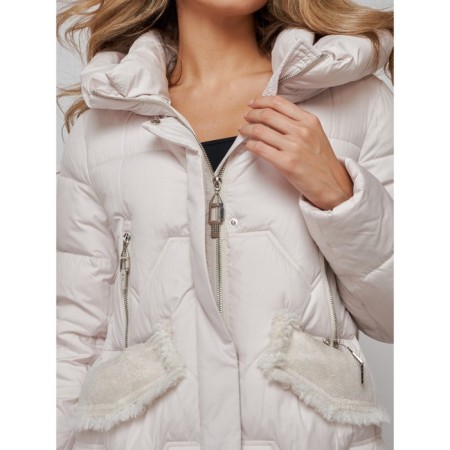 Coat insulated winter female, size 52, beige color-13