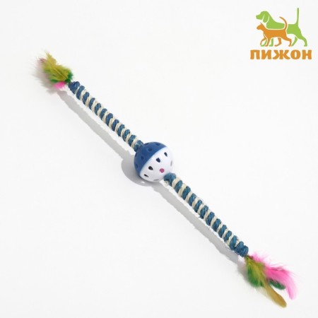 Domestican for cats "double fluff", with a ball and a sisaler winding, 32 cm, blue/white
