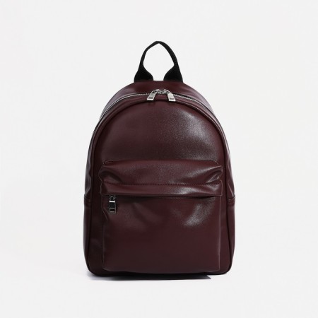 A backpack with a zipper, Medvedkovo, external pocket, brown color-1