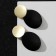 Earrings Metal "Trend" convex discs, black color in matte gold