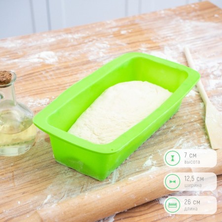 Baking shape of the share "Bread. Stripes ”, silicone, 27.5 × 13.5 × 7 cm, intra -size 23.5 × 11 × 7 cm, green color-6