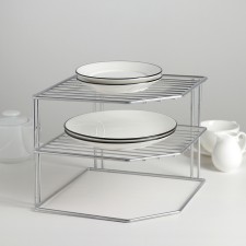 Dishes stand, 2 tiers, 25 × 25 × 20 cm, chromium color