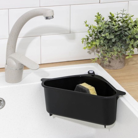 Holder on a sink for kitchen trifles, 26 × 14 × 9 cm, black color