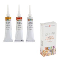 Set of circuits on glass and ceramics, set of 3 colors x 18 ml, ZHK Decola, Metallic, metallic, (5341374)