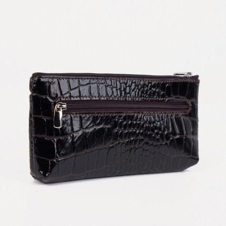 Women's wallet is a female on a zipper, brown color-1