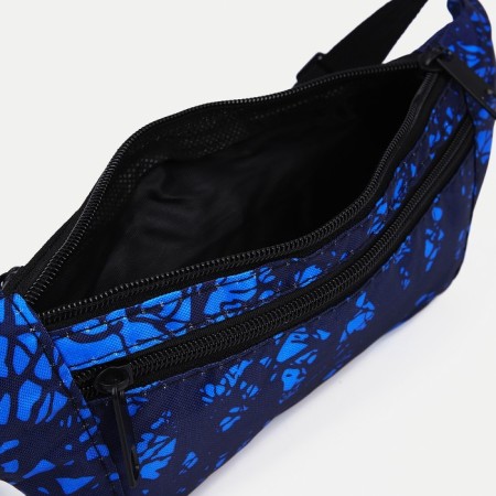 Zipper waist bag, outer pocket, USB connector, blue color-4