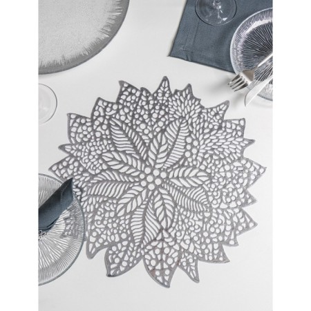 Serving napkin on the Venice table, d = 38 cm, silver color