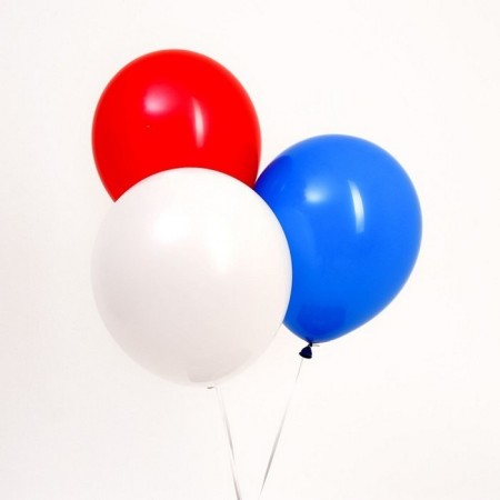 Latex ball 12 “Tricolor”, pastel, set of 30 pcs., Blue, white, red colors-1