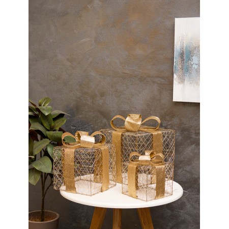 Figure Light "Golden Cubes", 25x20x15 cm, 90 LED, AAX8 batteries (not in set), glow warm white-1