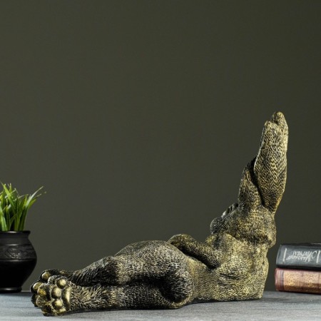 The figure "Eared hare lies" 45x28x18cm, gold-6