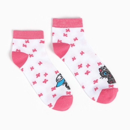 Women's socks, white color/cat, size 38-40-1